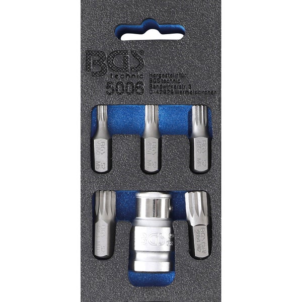 BGS Schraubendreher-Bit-Satz Antrieb Außensechskant 10 mm (3/8) Innenvielzahn (für XZN) 6tlg. - 5006