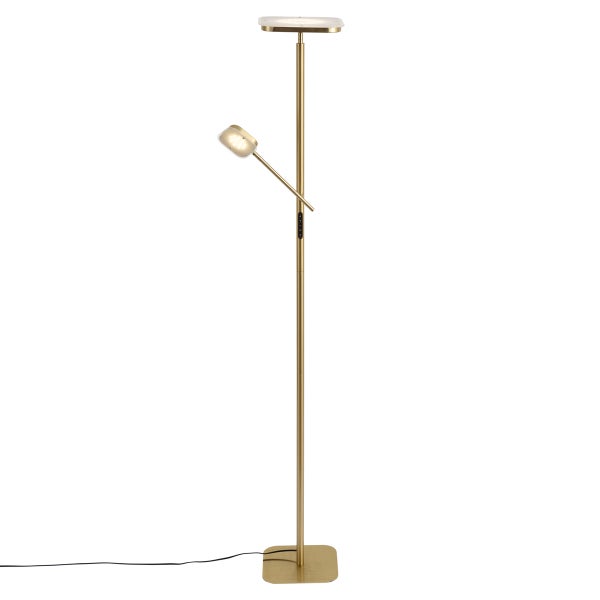 Moderne LED Deckenfluter Stehleuchte mit Leselicht und Touchdimmer aus Metall