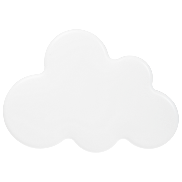 Weiße Wanddekoration in Wolkenform aus glattem Kunststoff für das Kinderzimmer.