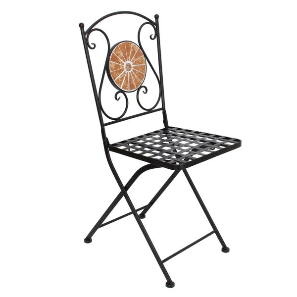 FRANK FLECHTWAREN | Klappstuhl Mosaik, METALL, Breite 39 cm, Sitztiefe 35 cm, Sitzhöhe 48 cm, GH 90 cm, platzsparend zusammenklappbar
