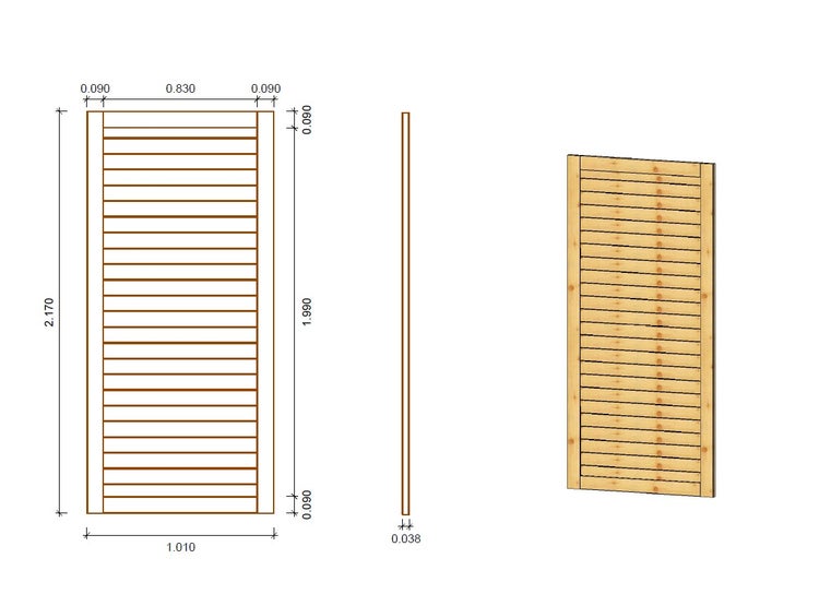 Vollständiges Paneel für Gartenlaube 1,01x2,17m