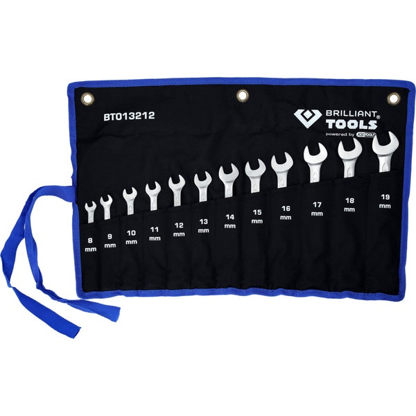 Brilliant Tools Ratschenringschlüssel Satz mit zwölf Teilen, umschaltbar, Größen 8 bis 19 Millimeter