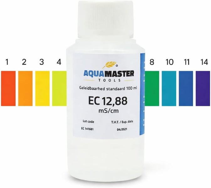Aqua Master Tools Leitfähigkeitsstandard 12,88 Millisiemens pro Zentimeter, 100 Milliliter Flasche zur Kalibrierung von Messgeräten.