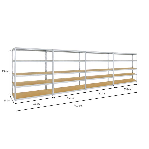 PROREGAL Mega Deal 4x Schwerlastregal Giant Elephant HxBxT 180 x 150 x 60 cm Fachlast 200 kg Verzinkt