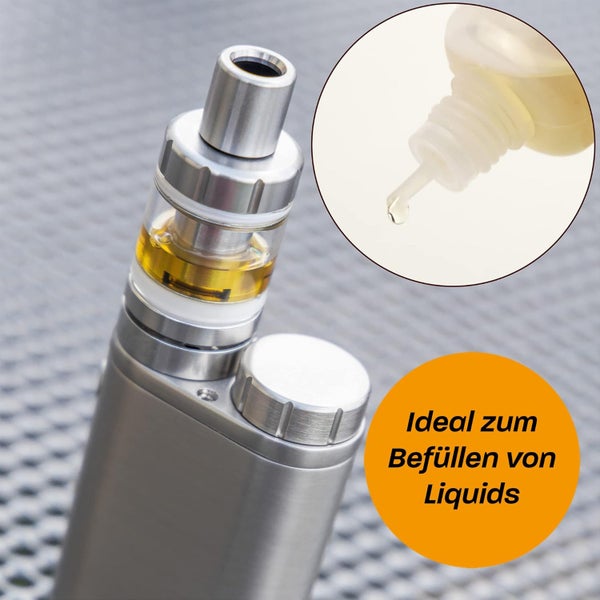 Präzisions-Tropfflasche beim Befüllen einer E-Zigarette mit Liquid.