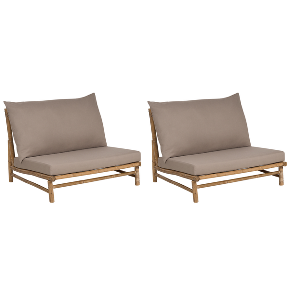 Set mit 2 Stühlen und Sitzkissen TODI Bambusholz Taupe