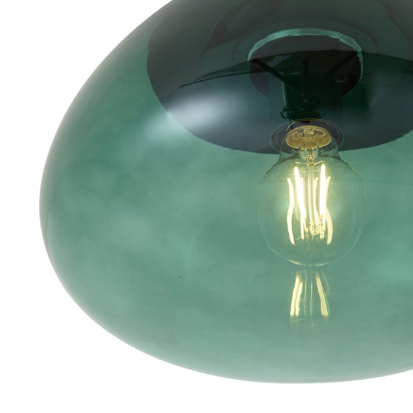 Moderne Hängeleuchte mit kuppelförmigem Glasschirm und sichtbarem Filament Leuchtmittel