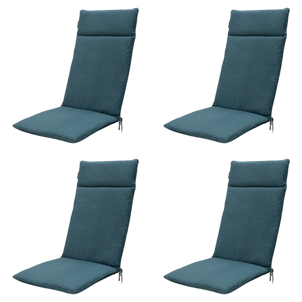Hochlehnerauflage seeblau, Canvas Eco+ – Ca. 120x50 cm - 4er-Set