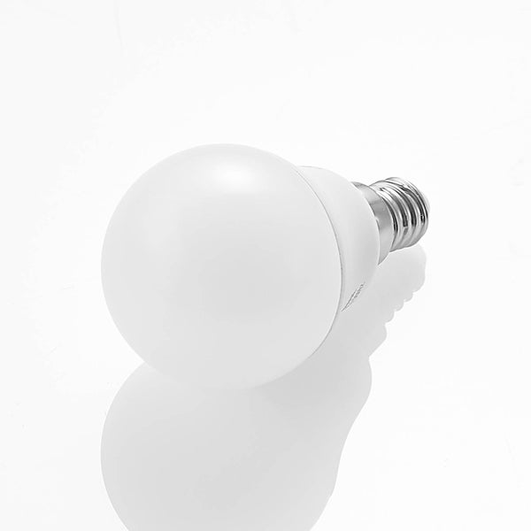 LED-Leuchtmittel in Tropfenform mit E14-Sockel und matter Oberfläche.