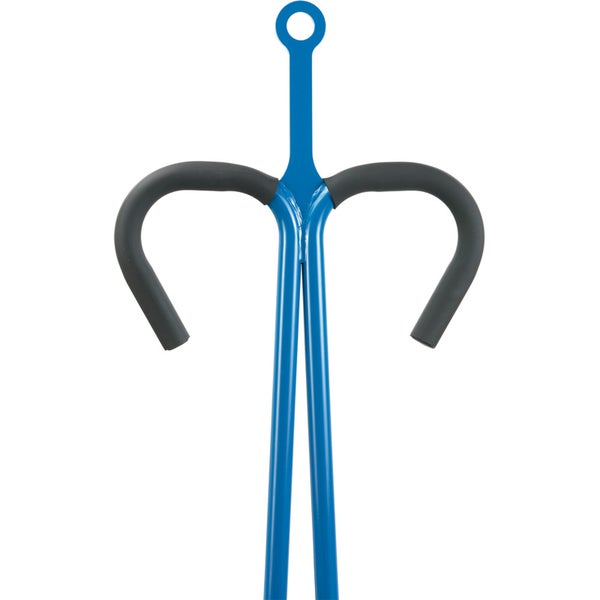 Wandhalterung für Fahrräder aus Metall mit gepolsterten Haken.