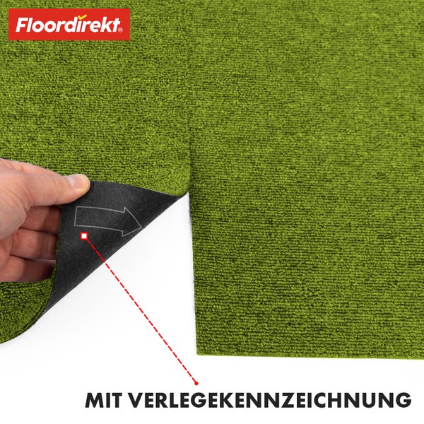 FLOORDIREKT Teppichfliese Moscow - Selbstliegend - 50 x 50 cm - Grün