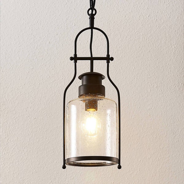 Lindby Pendelleuchte (Laterne) Rozalie (Retro, Vintage Antik) in Schwarz aus Metall (1 flammig E27) - Deckenlampe Esstischlampe Hängelampe Hängeleuchte Flurleuchte