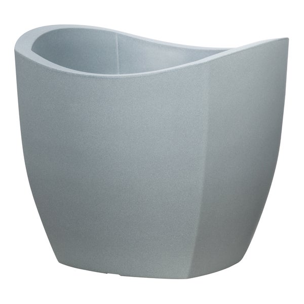 Scheurich Wave Globe Cubo 50, Pflanzgefäß/Blumentopf/Pflanzkübel, rund,  aus Kunststoff Farbe: Stony Grey, 49,5 cm Durchmesser, 44,4 cm hoch, 62 l Vol.