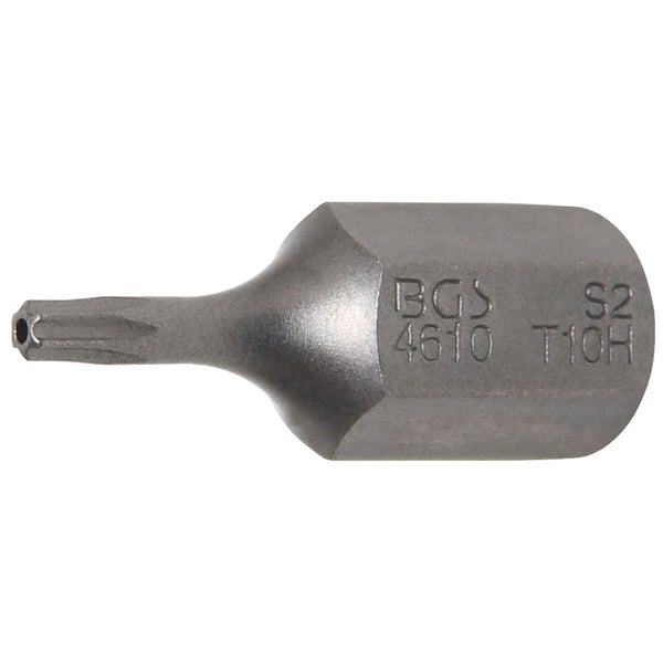 BGS Bit Antrieb Außensechskant 10 mm (3/8) T-Profil (für Torx) mit Bohrung T10 - 4610