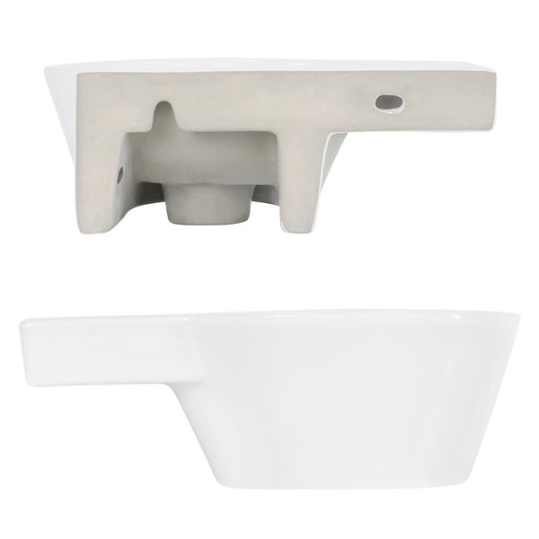 ML-Design Waschbecken Keramik Weiß 37,5x19x14 cm mit Ablaufgarnitur Weiß Keramik, Oval, Hahnloch links, Wandmontage, Aufsatzwaschbecken, Badezimmer Waschtisch Waschschale Waschplatz Handwaschbecken