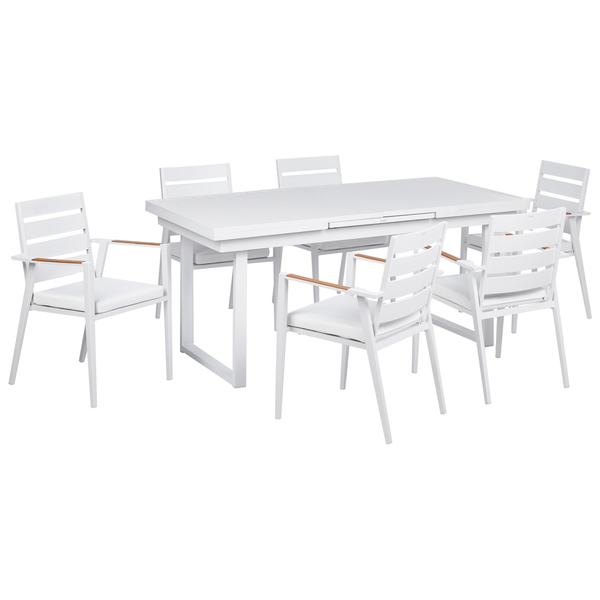 Gartenmöbel Set 6-Sitzer VALCANETTO/TAVIANO Metall Weiß