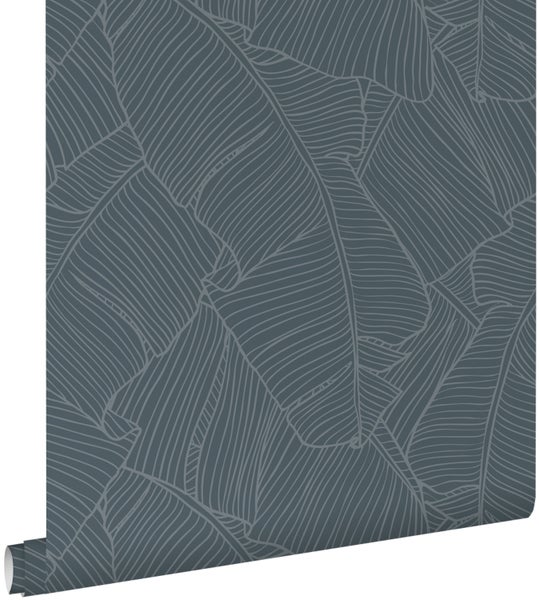 ESTAhome Tapete Blätter Blaugrau - 50 x 900 cm - 130936