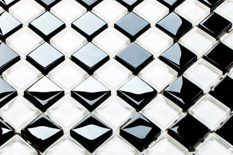 Glasmosaik auf Netz für Bad und Küche 27.2 cm x 27.2cm - Check Mate
