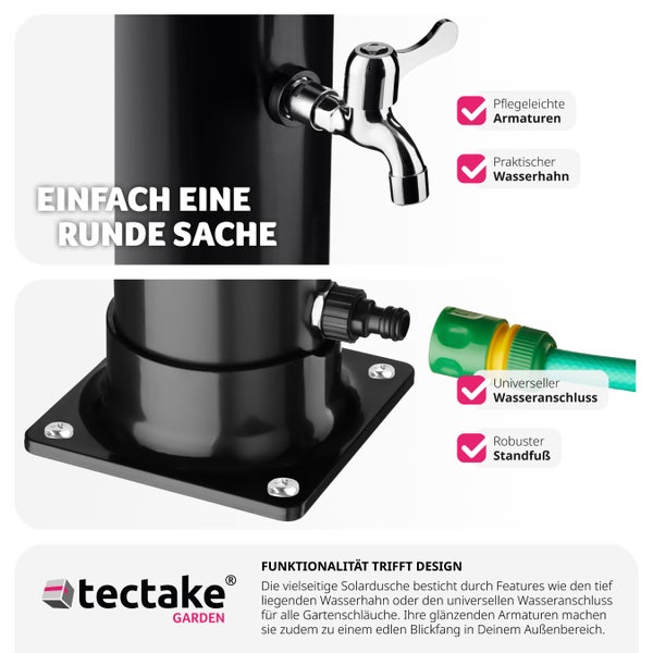 Solardusche tectake Orinoco inklusive Wasserhahn 38 Liter schwarz