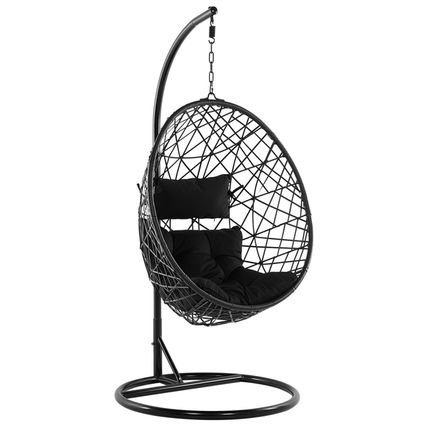 Hängesessel mit Gestell ALATRI Polyrattan Schwarz