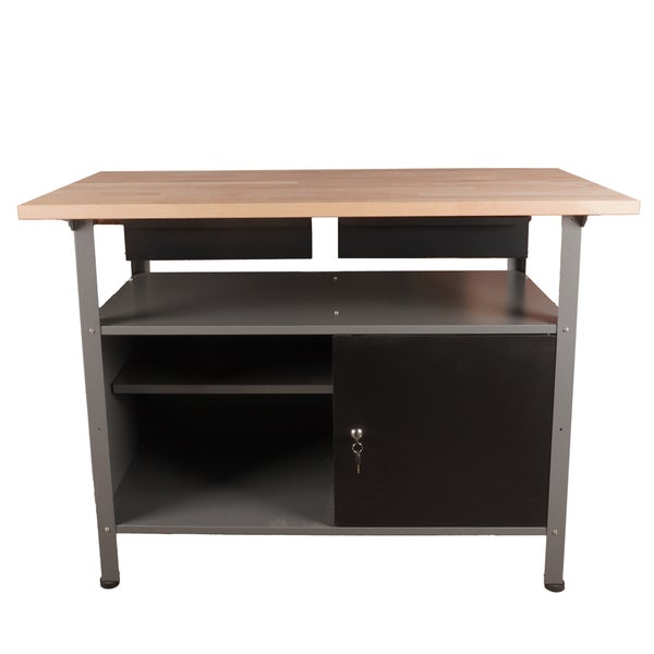 Werkbank mit Schubladen, Ablagefläche und abschließbarer Tür