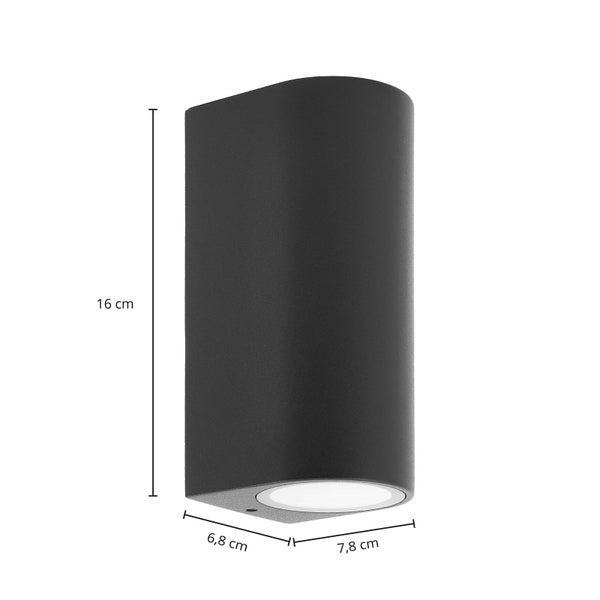 PRIOS Wandleuchte außen Tetje (Modern) in Schwarz aus Aluminium (2 flammig, GU10) - Außenwandleuchten Wandlampe Led Außenlampe Outdoor für Außenwand/Hauswand Haus Terrasse & Balkon