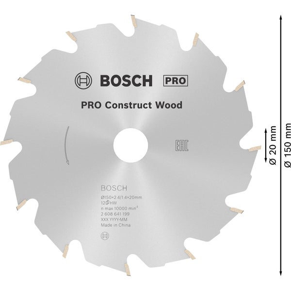 Bosch Pro Construct Wood Sägeblatt, 150 mm Durchmesser