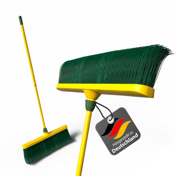 Besen mit Stiel und Hergestellt in Deutschland Siegel