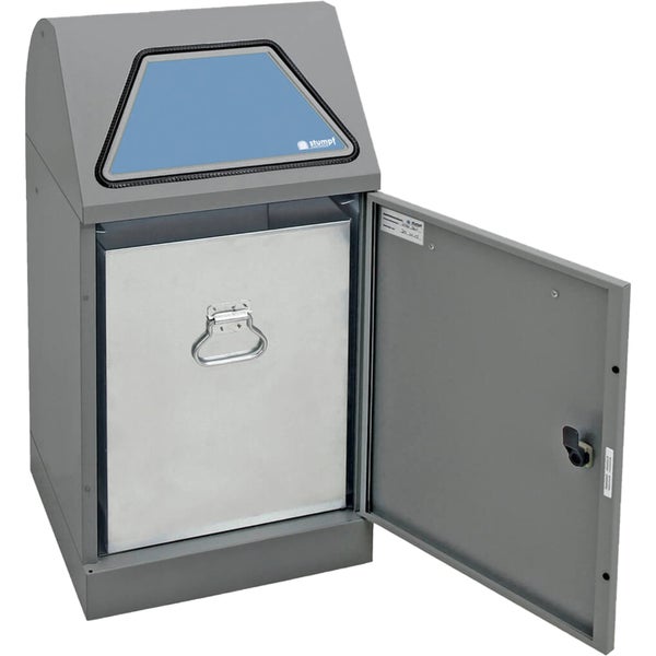 fischer L-BOX Mini Sortimentbox aus Kunststoff mit transparentem Deckel und schwarzem Tragegriff.