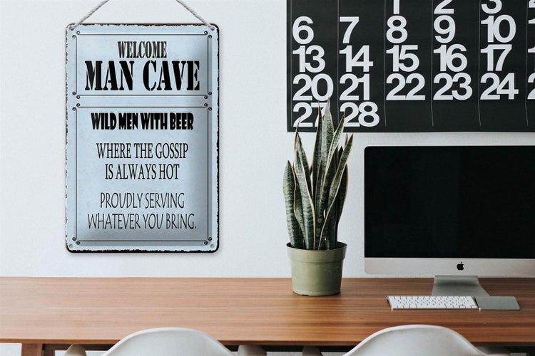 Blechschild Spruch 20x30cm welcome man cave wild men with Beer