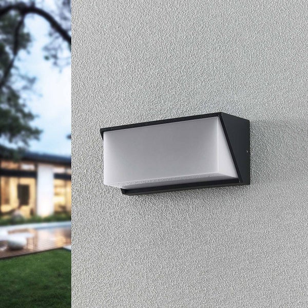 Lindby LED Wandleuchte außen Malim (Modern) in Schwarz aus Aluminium (1 flammig, ) - Außenwandleuchten Wandlampe Led Außenlampe Outdoor für Außenwand/Hauswand Haus Terrasse & Balkon