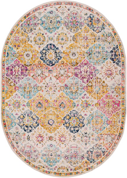 Vintage Orientalischer Ovaler Teppich Mehrfarbig/Orange 200x275 cm INES