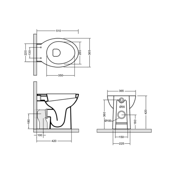 Stand-WC aus Sanitärkeramik, weiß glänzend | Patascoss
