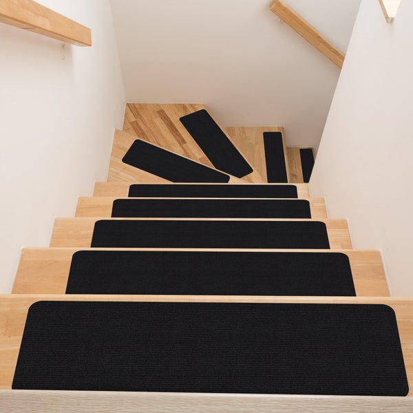 Stufenmatte Stufenschutz NEMESIS Treppenschutz Treppenmatte einfarbig selbsthaftend Schwarz 20x75cm