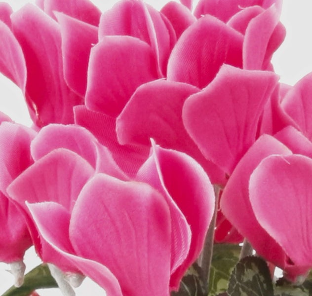 Künstliche Pflanze Begonie im runden Übertopf aus Steinoptik mit gemusterten Blättern