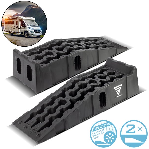 Zwei Auffahrkeile für Wohnwagen und Wohnmobile