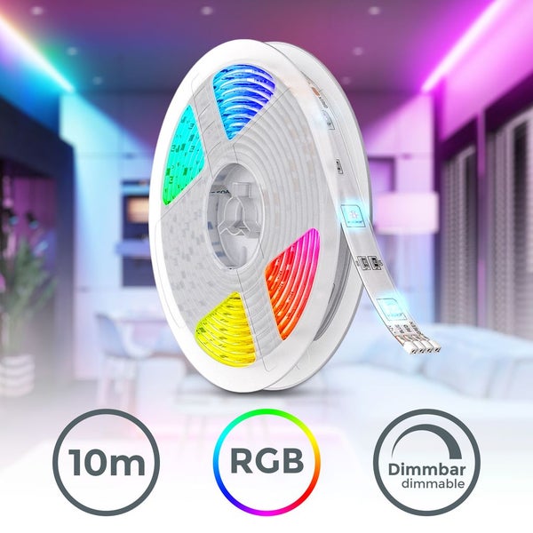 LED Streifen 10 m - dimmbar, Fernbedienung, Farbwechsel, RGB