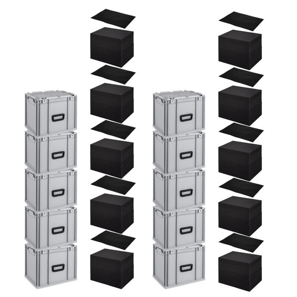 PROREGAL SparSet 10x Eurobox NextGen Portable mit Rasterschaumstoff und Schaumstoffeinlage HxBxT 335 x 30 x 40 cm 30 Liter Eurobehälter Transportbox