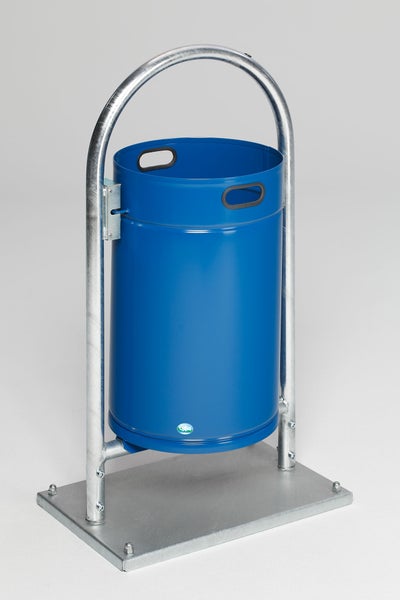 PROREGAL Robuster Rohrbogenständer Für Abfälle Mit Bodenplatte 60 Liter HxBxT 110 x 60 x 40 cm Verzinkter Stahl Blau