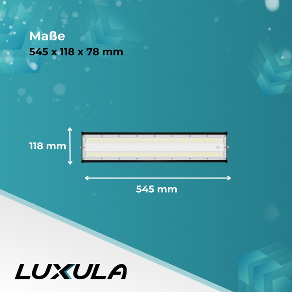 LUXULA 4er-Set LED Hallenleuchte 100W Highbay mit 12000lm IP65 IK08 Linearer Hallenstrahler 5000K Neutraleiß