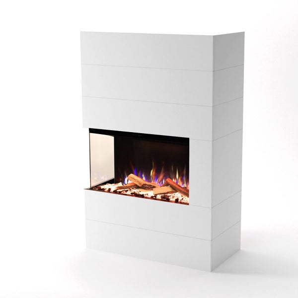 Glow Fire Elektrokamin 'Portia ' Linksoffen| LED Standkamin in weiß mit Heizung (1500 W) | HxBxT: 140x90x45 cm