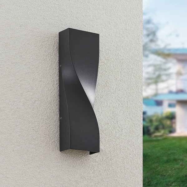Lucande LED Wandleuchte außen Tibelya (Modern) in Schwarz aus Aluminium (1 flammig, ) - Außenwandleuchten Wandlampe Led Außenlampe Outdoor für Außenwand/Hauswand Haus Terrasse &