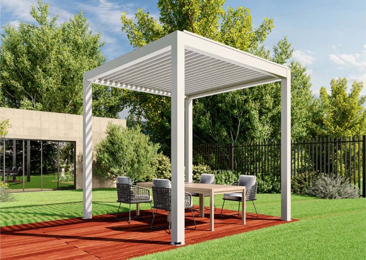 Huun Pergola Mezzo aus Metall in Weiß, 3x3m