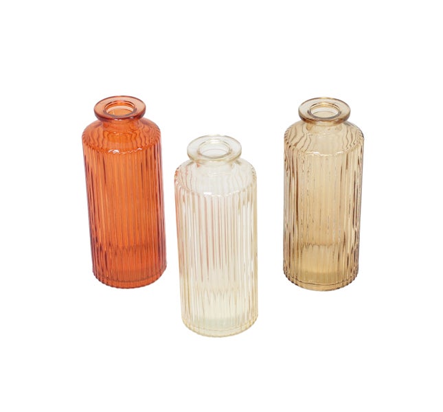 FRANK FLECHTWAREN | Dekovase Panama, 3er Set, GLAS, 6,5 x 6,5 x 12 cm