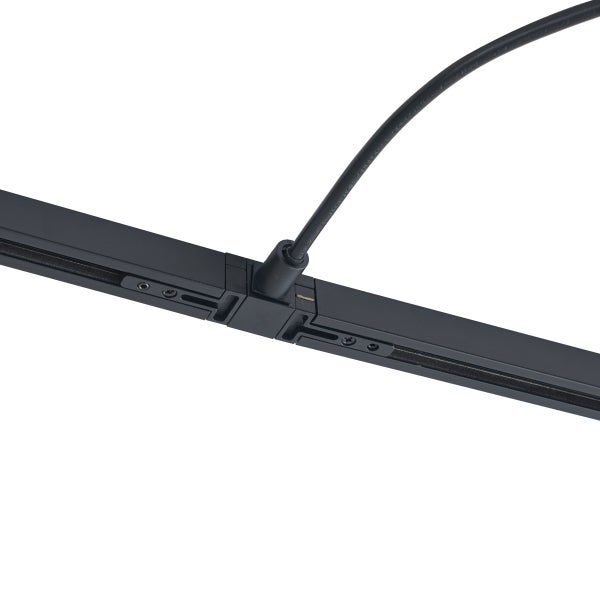 Schwarze Stromschiene mit Anschlusskabel