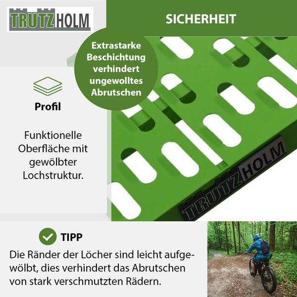 TRUTZHOLM 1 x Auffahrrampe klappbar 228 cm Traglast 340 kg Alu grün gelocht Motorradrampe Mofarampe