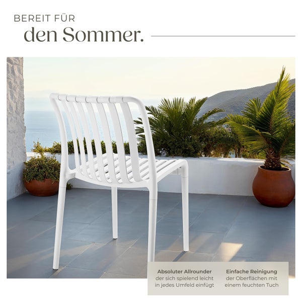 Gartenstühle tectake Alcudia 47 x 58 x 80,5 cm, Belastbarkeit 110 kg wetterfest und UV-beständig creme
