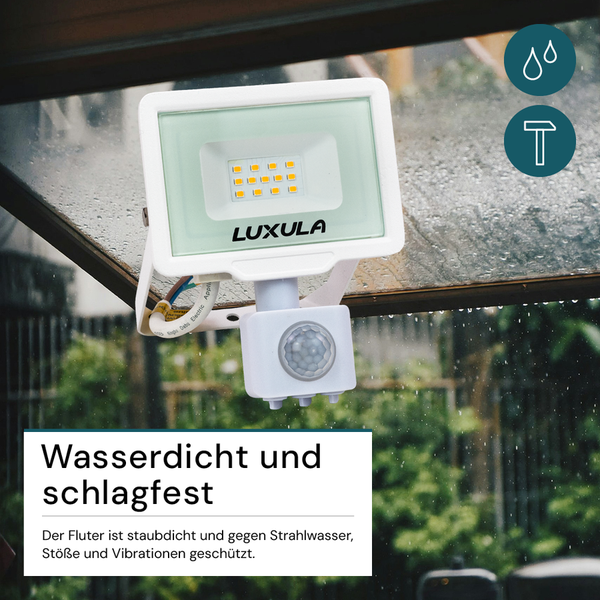 Luxula LED-Flutlicht mit Bewegungsmelder, wasserdicht und schlagfest