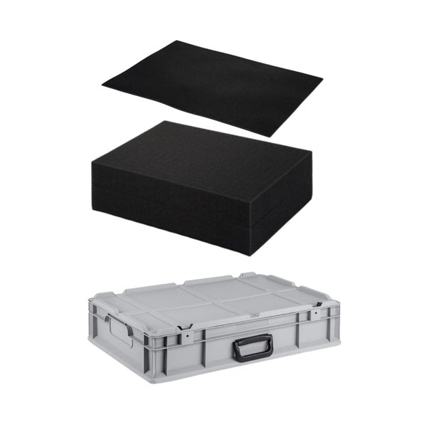 PROREGAL Eurobox NextGen Portable Mit Rasterschaumstoff und Schaumstoffeinlage HxBxT 13,5 x 40 x 60 cm 23 Liter Eurobehälter Transportbox