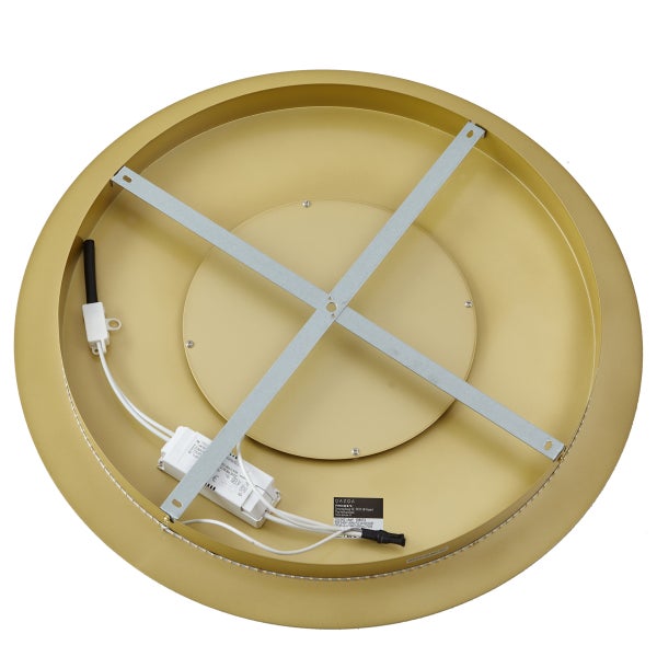 Blick auf die Rückseite einer Deckenleuchte mit Montagevorrichtung und elektrischen Anschlüssen